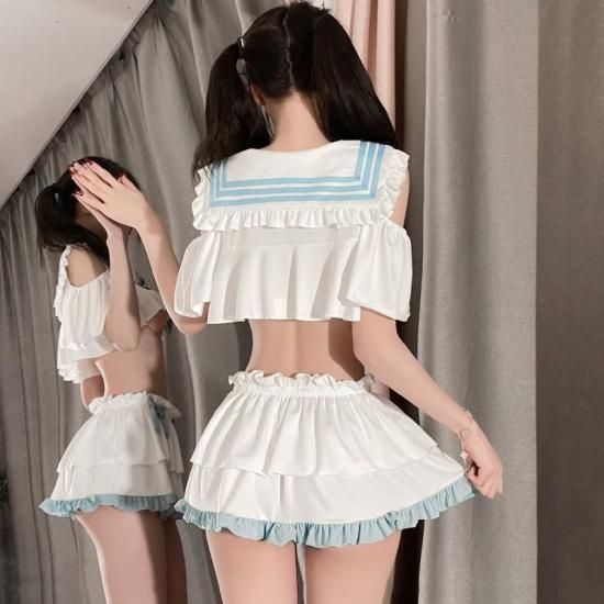 【純欲セーラー】オフショルダー 肌見せ学院風ランジェリー ニーハイソックス付き - Meltme