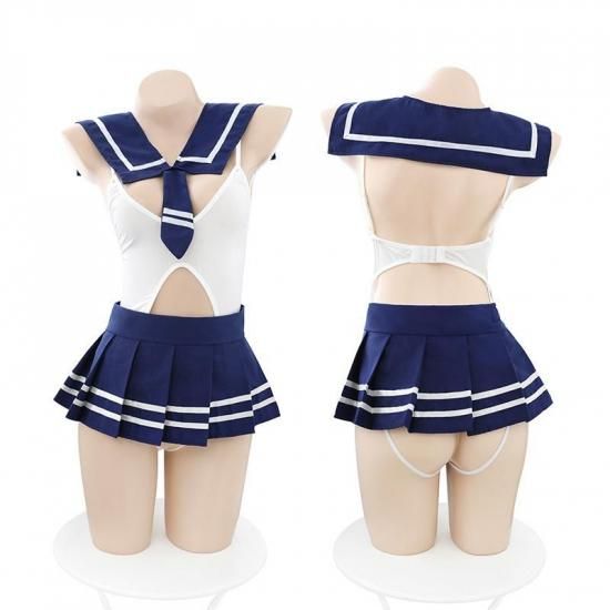 【Meltme】セーラー服 コスプレ セクシー ランジェリー JK制服 ミニスカート 制服コスチューム ハロウィン  美谷間見せ＆プリーツミニで魅惑の学園スタイル