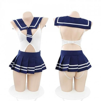 【Meltme】セーラー服 コスプレ セクシー ランジェリー JK制服 ミニスカート 制服コスチューム ハロウィン  美谷間見せ＆プリーツミニで魅惑の学園スタイル