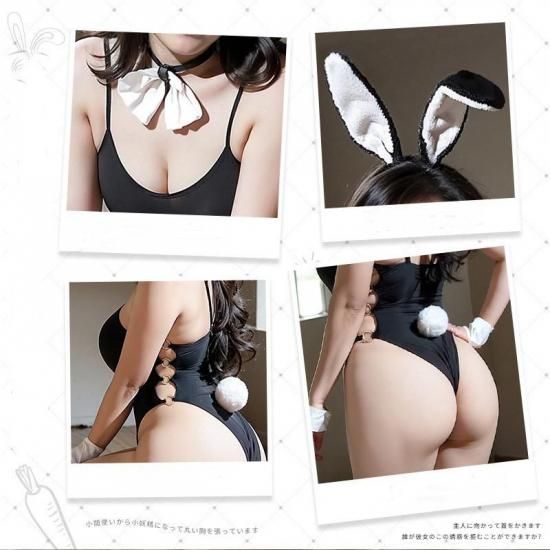 【Meltme】バニーガール コスプレ セクシー ランジェリー 黒 ボディスーツ うさ耳 シッポ 大人可愛い ハロウィン