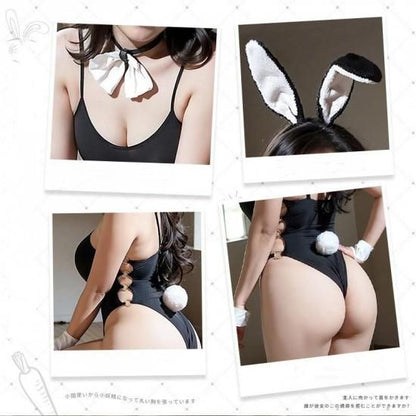 【Meltme】バニーガール コスプレ セクシー ランジェリー 黒 ボディスーツ うさ耳 シッポ 大人可愛い ハロウィン