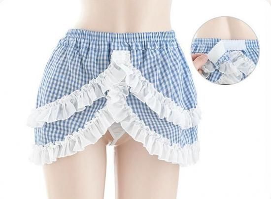 【Meltmeオリジナル】青チェック柄メイドランジェリー セクシーコスプレ - 小悪魔カフェメイド