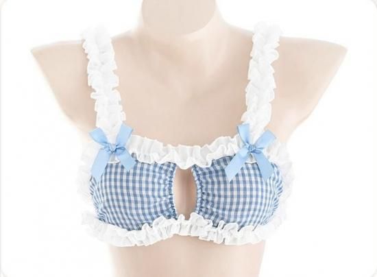 【Meltmeオリジナル】青チェック柄メイドランジェリー セクシーコスプレ - 小悪魔カフェメイド