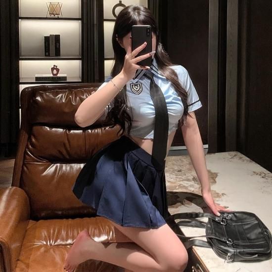 【Meltmeオリジナル】へそ出しショート丈JK制服 | 元気セクシー学院風プリーツスカート セクシーコスプレ