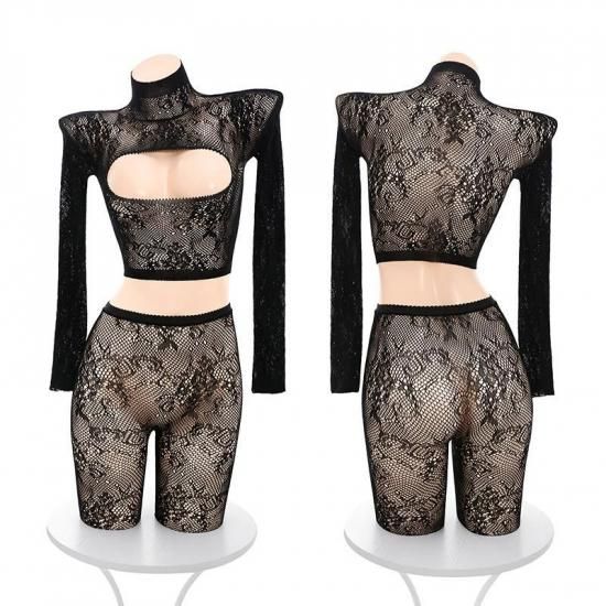 【Meltmeオリジナル】魅惑の透け感！総レース＆網タイツ・セパレートランジェリーセット