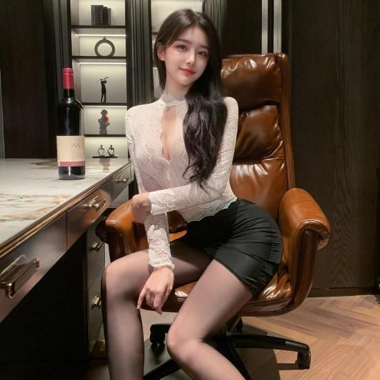 透け感レース秘書コスプレ｜セクシートップス＆ミニスカート制服セット