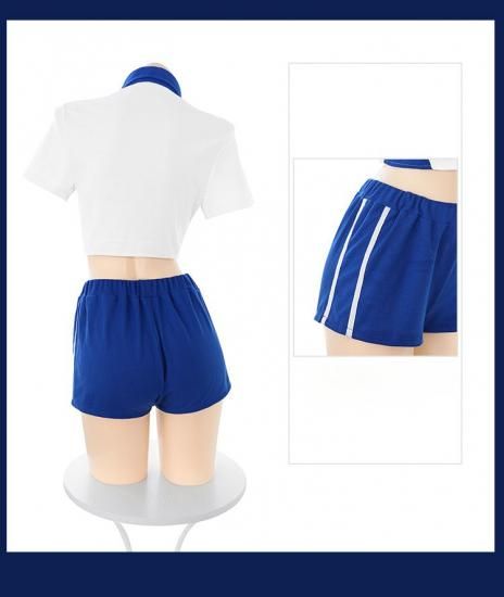 【Meltmeオリジナル】セクシースクール体育着 | ショート丈トップス＆ショーパン・魅惑の学園スポーツウェア ホワイトニーハイソックス付き