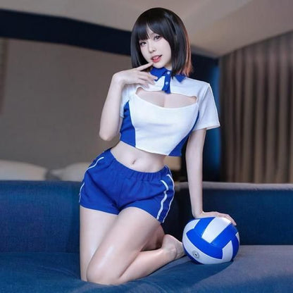 【Meltmeオリジナル】セクシースクール体育着 | ショート丈トップス＆ショーパン・魅惑の学園スポーツウェア ホワイトニーハイソックス付き