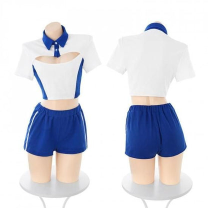 【Meltmeオリジナル】セクシースクール体育着 | ショート丈トップス＆ショーパン・魅惑の学園スポーツウェア ホワイトニーハイソックス付き