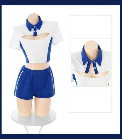 【Meltmeオリジナル】セクシースクール体育着 | ショート丈トップス＆ショーパン・魅惑の学園スポーツウェア ホワイトニーハイソックス付き