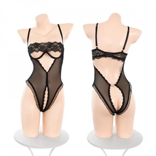 セクシーランジェリー テディ オープンクロッチ かわいい レディースランジェリー 誘惑 ナイトウェア ボディスーツ ストッキング付き 過激 エロ  穴開き 仮装 可愛い  ナイトウェア パーティー ロールプレ バレンタイン ワンサイズ