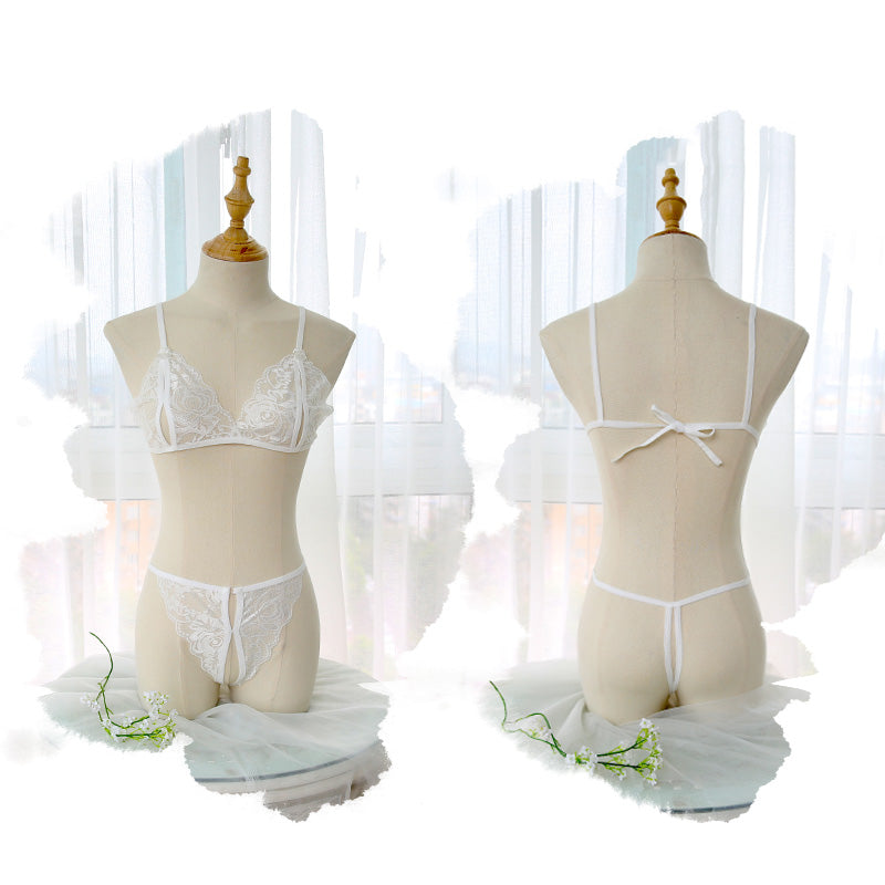 【Meltme】レース透け感ランジェリーセット｜ホワイト・ブラック 2色展開