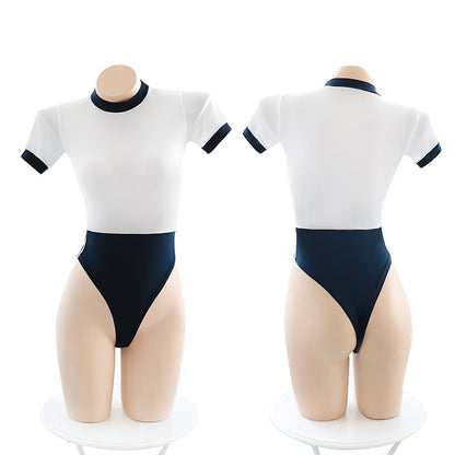 【Meltme】体操服風 ハイネック ハイレグワンピース｜スポーティ ストレッチ 水着風コスチューム