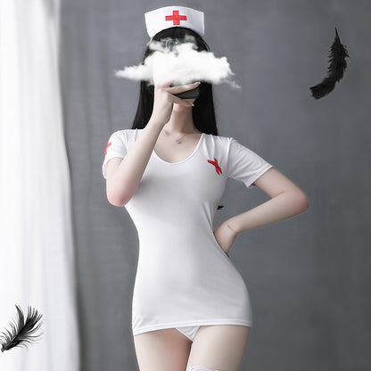 【Meltme】セクシーコスプレ ナース服 セクシー ランジェリー 白衣 ミニ丈 過激 大人 ハロウィン ストッキング付き