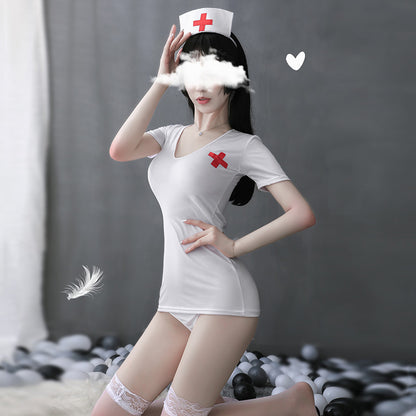 【Meltme】セクシーコスプレ ナース服 セクシー ランジェリー 白衣 ミニ丈 過激 大人 ハロウィン ストッキング付き